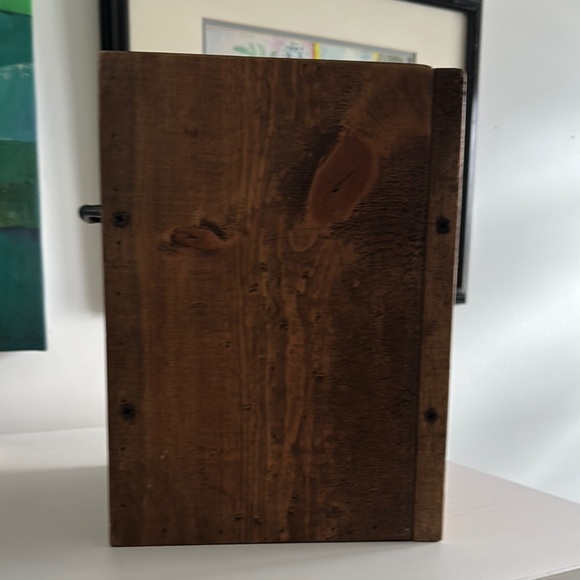 Rustic Primitive Wooden Storage Box with Black Metal Handles - Picture 2 of 8